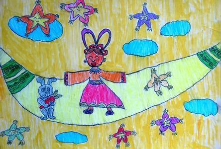 儿童画嫦娥-嫦娥也回家过中秋