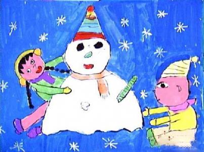 儿童画堆雪人-圣诞节堆雪人啦
