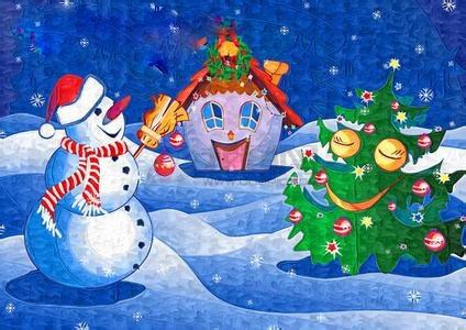 儿童画堆雪人-雪人快乐的冬天