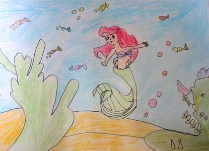 美人鱼儿童画-善良的美人鱼公主