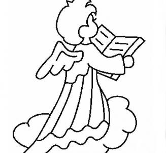 美丽的天使儿童画-爱读书的小天使