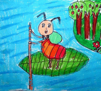 小蚂蚁在划船