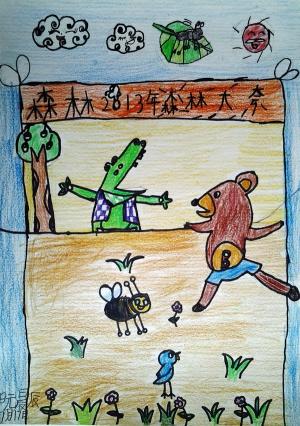 做运动儿童画-森林运动会