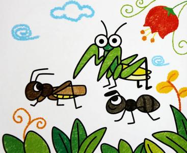 昆虫儿童画-昆虫开会