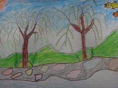 春天的小路,图片,儿童画教程-学笔画