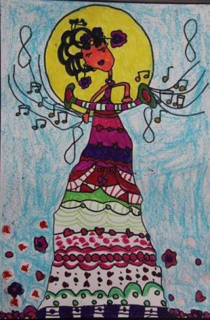 儿童画嫦娥-嫦娥跳舞