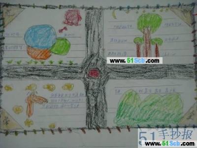小学生三年级手抄报（树木插图）