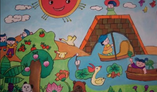 清晨的荷花塘,图片,儿童画教程-学笔画