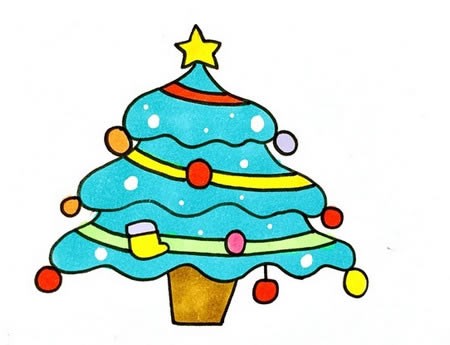 彩色圣诞树简笔画怎么画简单又漂亮