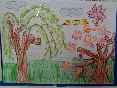 幼儿园绘画美丽的春天儿童画作品图片