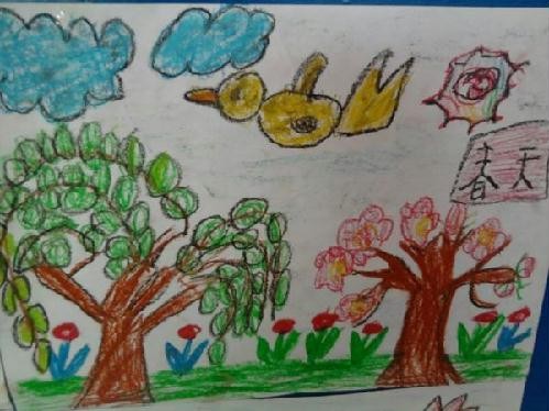 幼儿园绘画美丽的春天儿童画作品图片