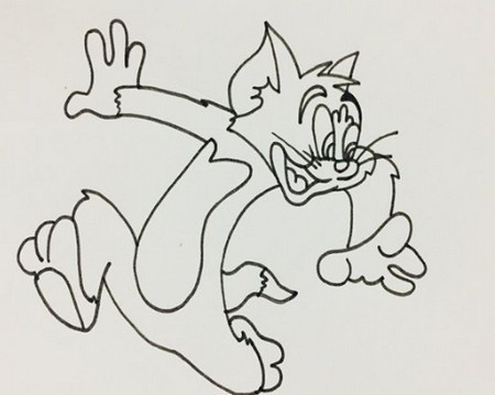 汤姆猫简笔画步骤图 全身画法