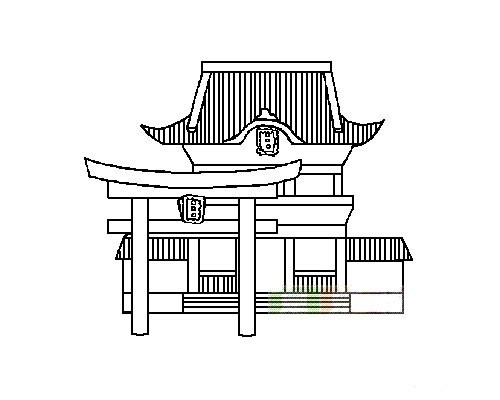 寺庙的简笔画手绘图片