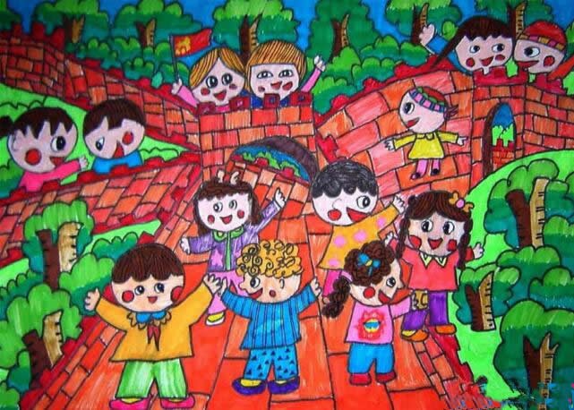 万里长城怎么画儿童画 祖国万里长城儿童画优秀作品欣赏