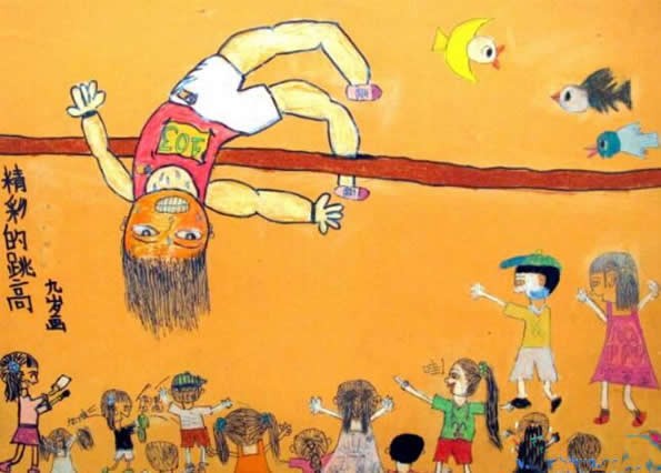 小学春季运动会儿童画主题优秀绘画作品