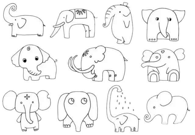 大象的简笔画画法图片