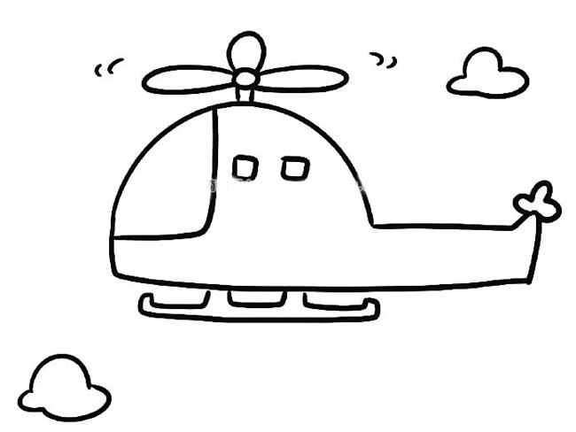 直升飞机简笔画步骤图片