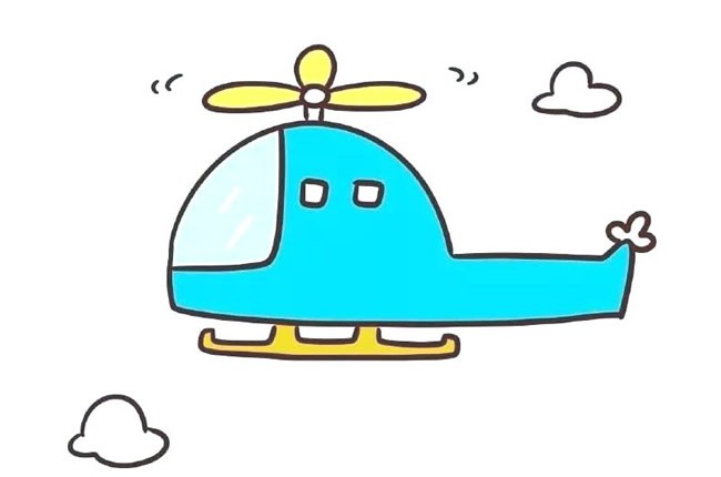 直升飞机简笔画步骤图片卡通直升机简笔画的画法