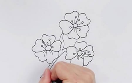 樱花怎么画简单又漂亮，樱花简笔画图片带颜色