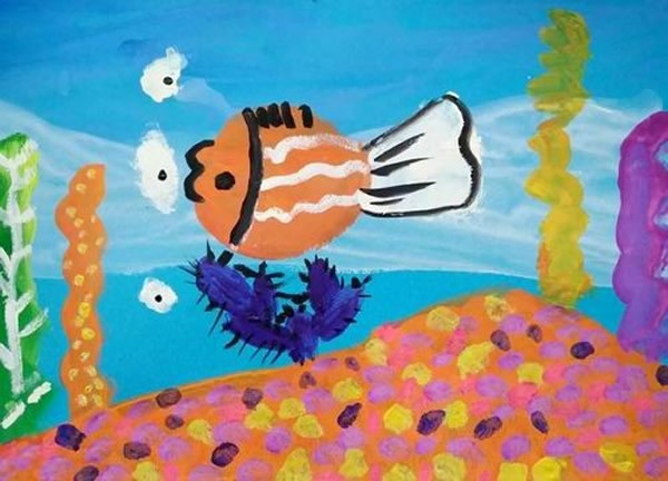 幼儿园儿童画海底世界作品欣赏/水粉画图片