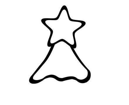 第一步:画出圣诞树顶端的五角星,五角星就是有五个尖尖的角组成的