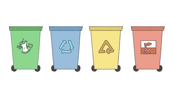 四分类垃圾桶简笔画图片
