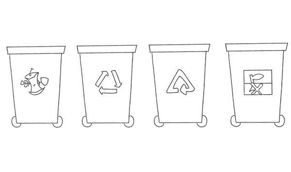 垃圾分类桶简笔画简单图片
