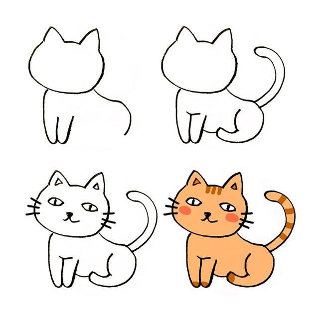 儿童简笔画猫咪的画法图片