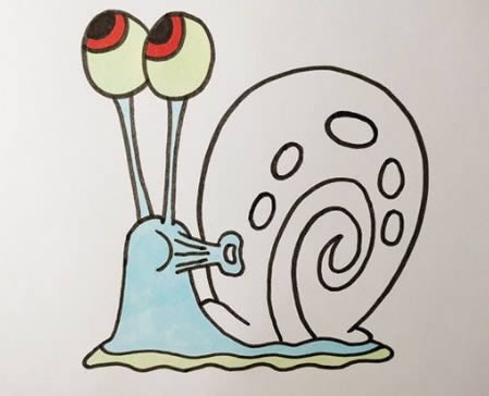 海绵宝宝小蜗简笔画步骤图解 小蜗水粉简笔画