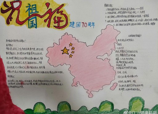 中国成立70周年手抄报，一起祝福祖国