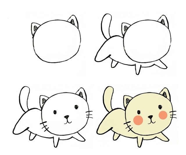 猫的简笔画画法步骤图图片