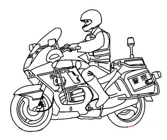 摩托车警车简笔画图片
