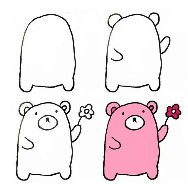 小熊简笔画 可爱 简单图片