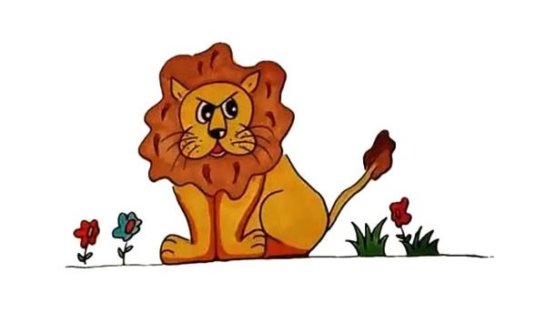 简笔画狮子涂色教案图片
