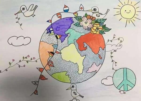 2020世界地球日主题儿童画，我们的地球家园