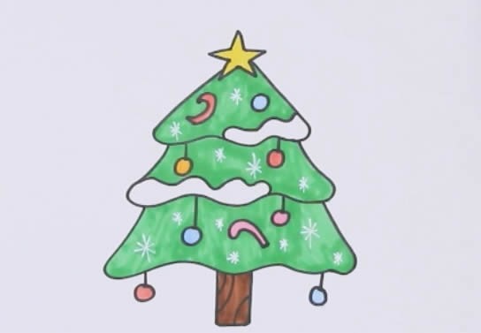 漂亮的圣诞树简笔画彩色图片