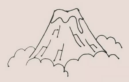火山喷发怎么画简笔画简单又漂亮