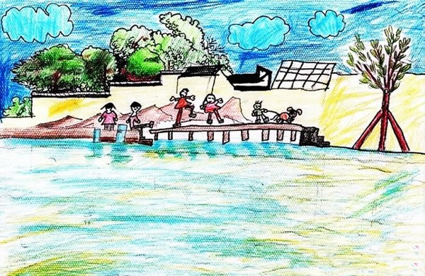苏州园林儿童风景画 儿童美丽动人的风景画