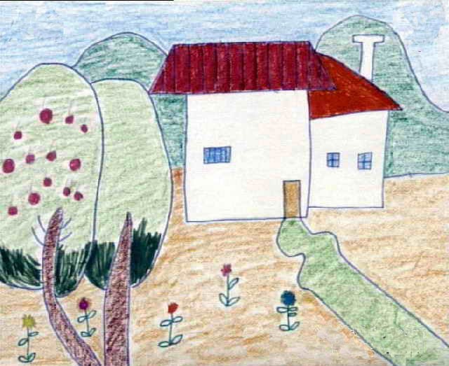 儿童画绿色家园我的家园一年级/油棒画图片