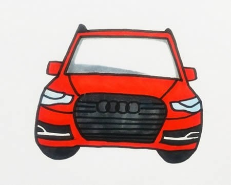 奥迪车简笔画画法步骤图解教程-奥迪汽车怎么画简单漂亮