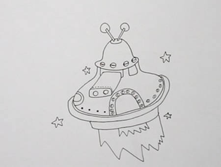 宇宙飞船简笔画带颜色三年级