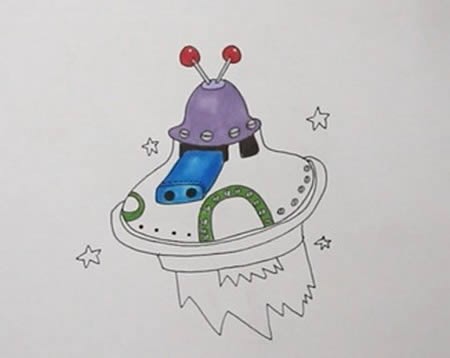 宇宙飞船简笔画带颜色三年级