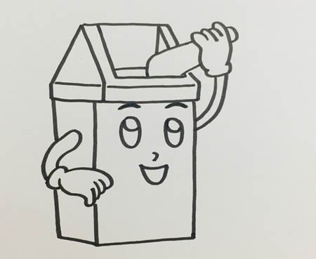 卡通垃圾桶简笔画彩色-卡通垃圾桶怎么画可爱漂亮