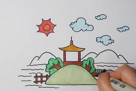 王城公园简笔画怎么画图片