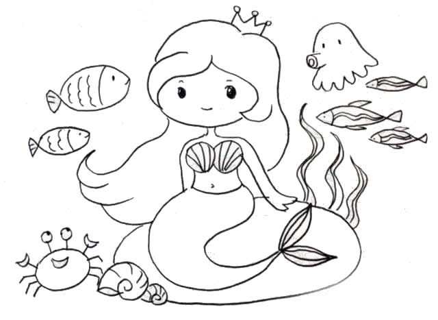 美人鱼简笔画可爱公主图片