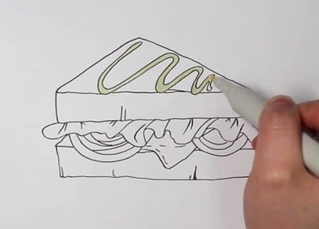 手绘三明治的简笔画怎么画
