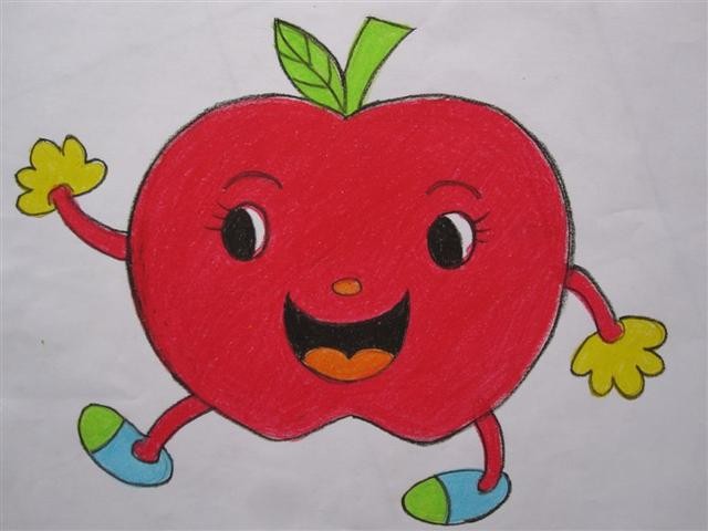 中班绘画苹果图片