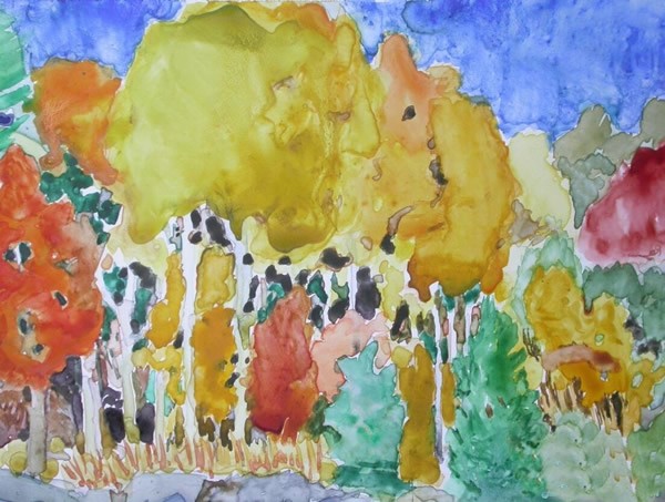 儿童画秋天的树图片/水彩画图片
