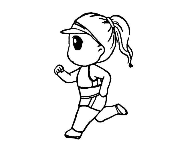 跑步简笔画 小女孩图片