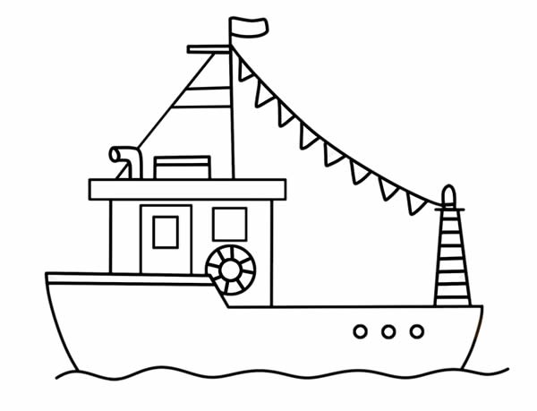 渔船线稿图片